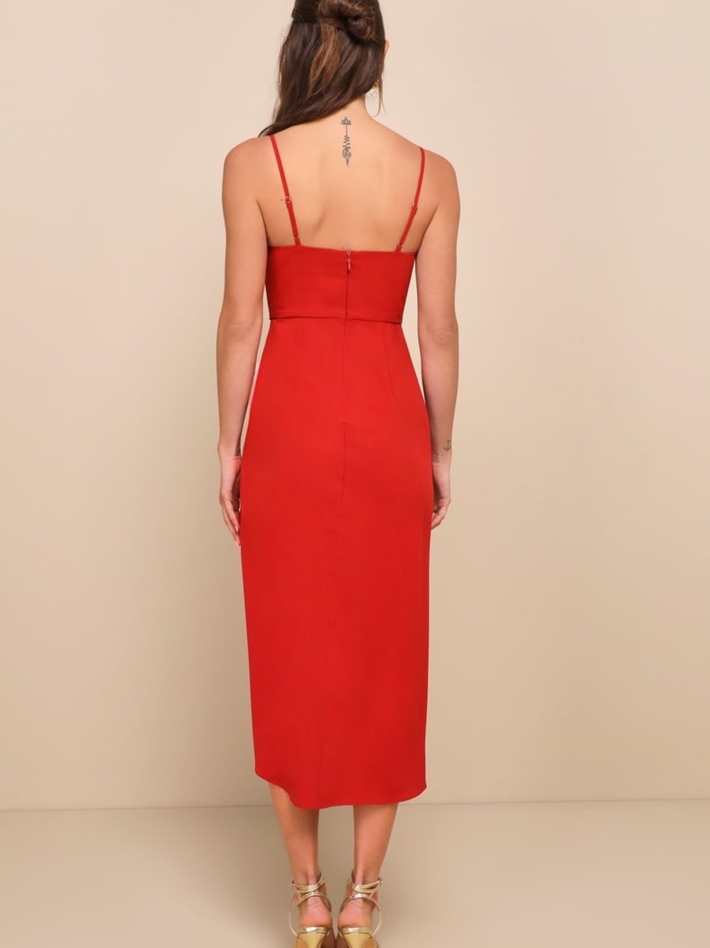 Lulu's Reinette Rust Red Midi Party Dress Womens L NWT - Picture 2 of 8